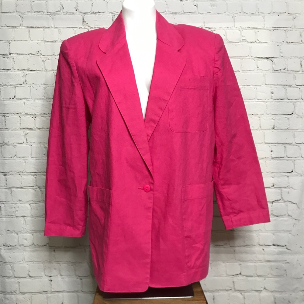 Rafaella Size 14 Hot Pink Cotton Blend Blazer Pads